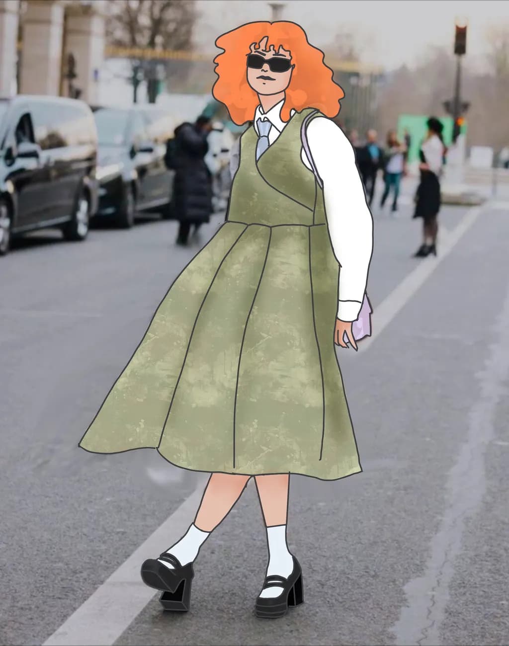 Urban Elegance: A Fashion Illustration of Street Style and Accessories