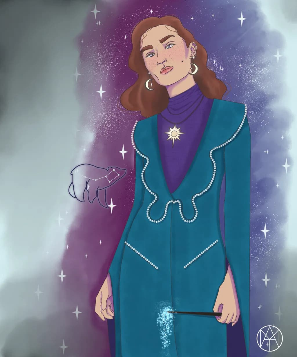 Celestial Elegance: A Mystical Portrait of Cosmic Charm and Enchantment