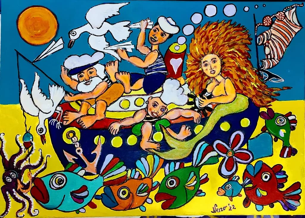 Colorful Fish and Sailors