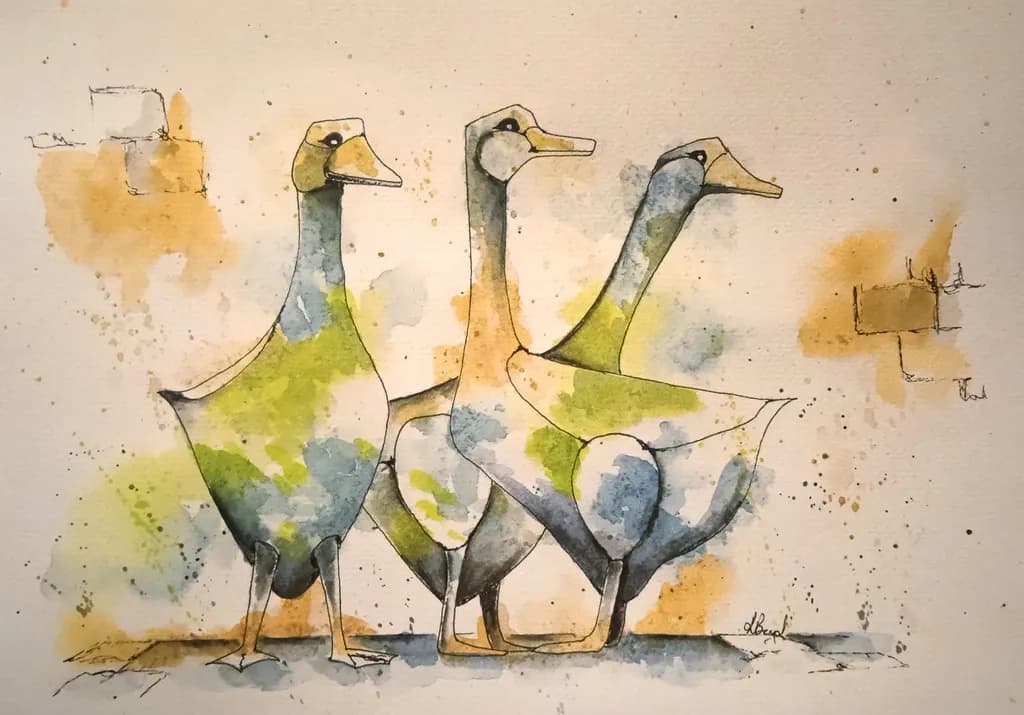 Ducks in Watercolor