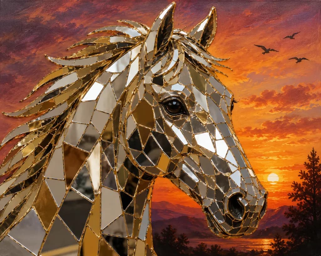Sunset Horse Mosaic