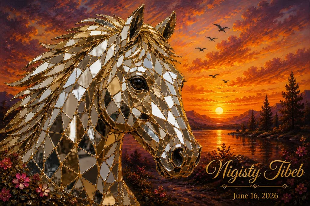 Mirrored Horse at Sunset