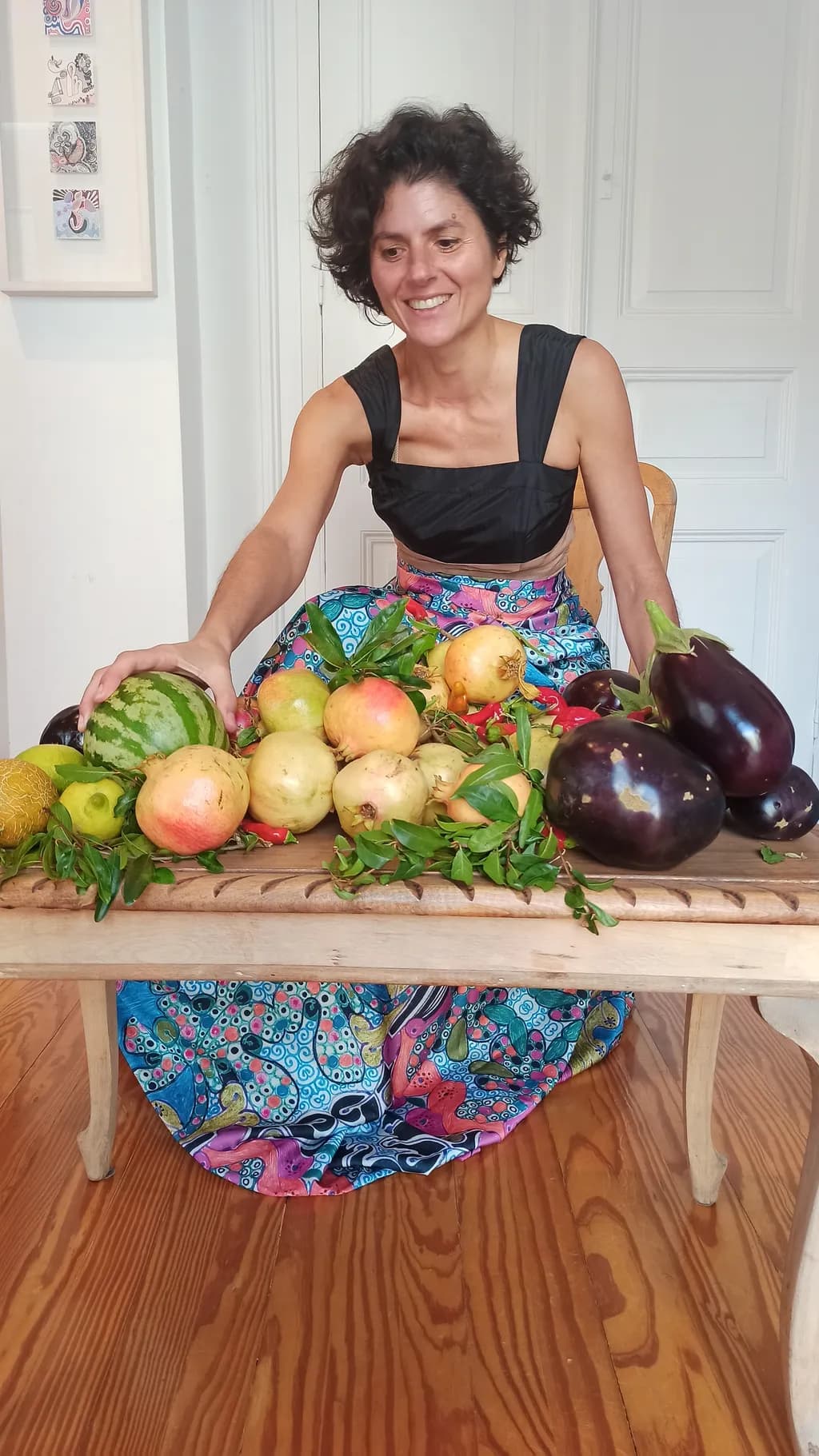 Vibrant Harvest: A Joyful Celebration of Nature's Bounty on a Colorful Table