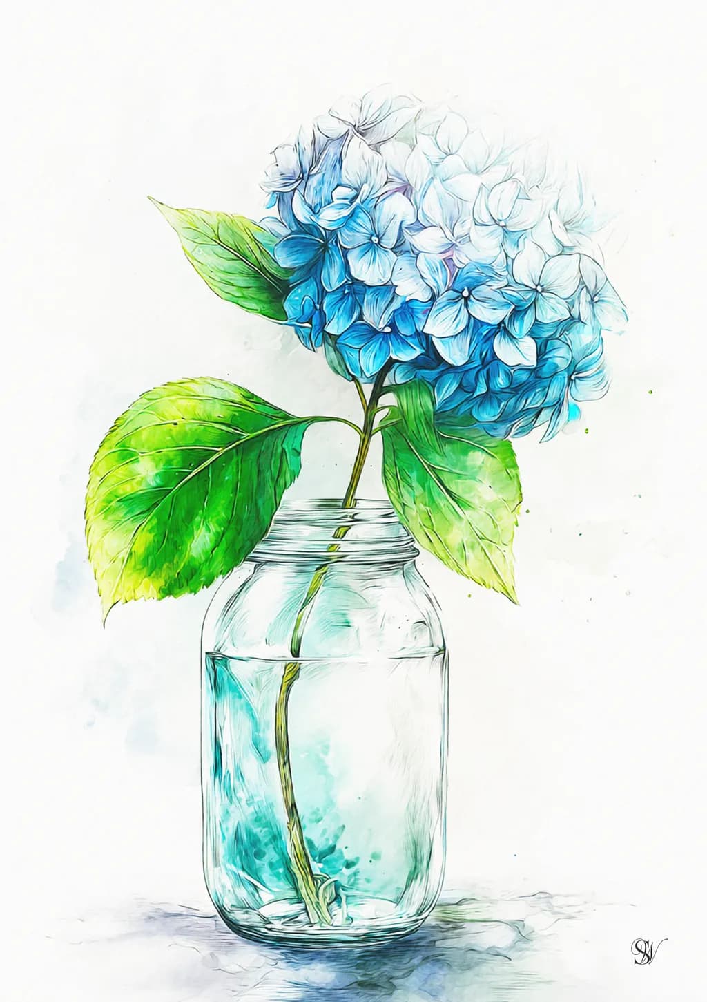 Hydrangea in Glass