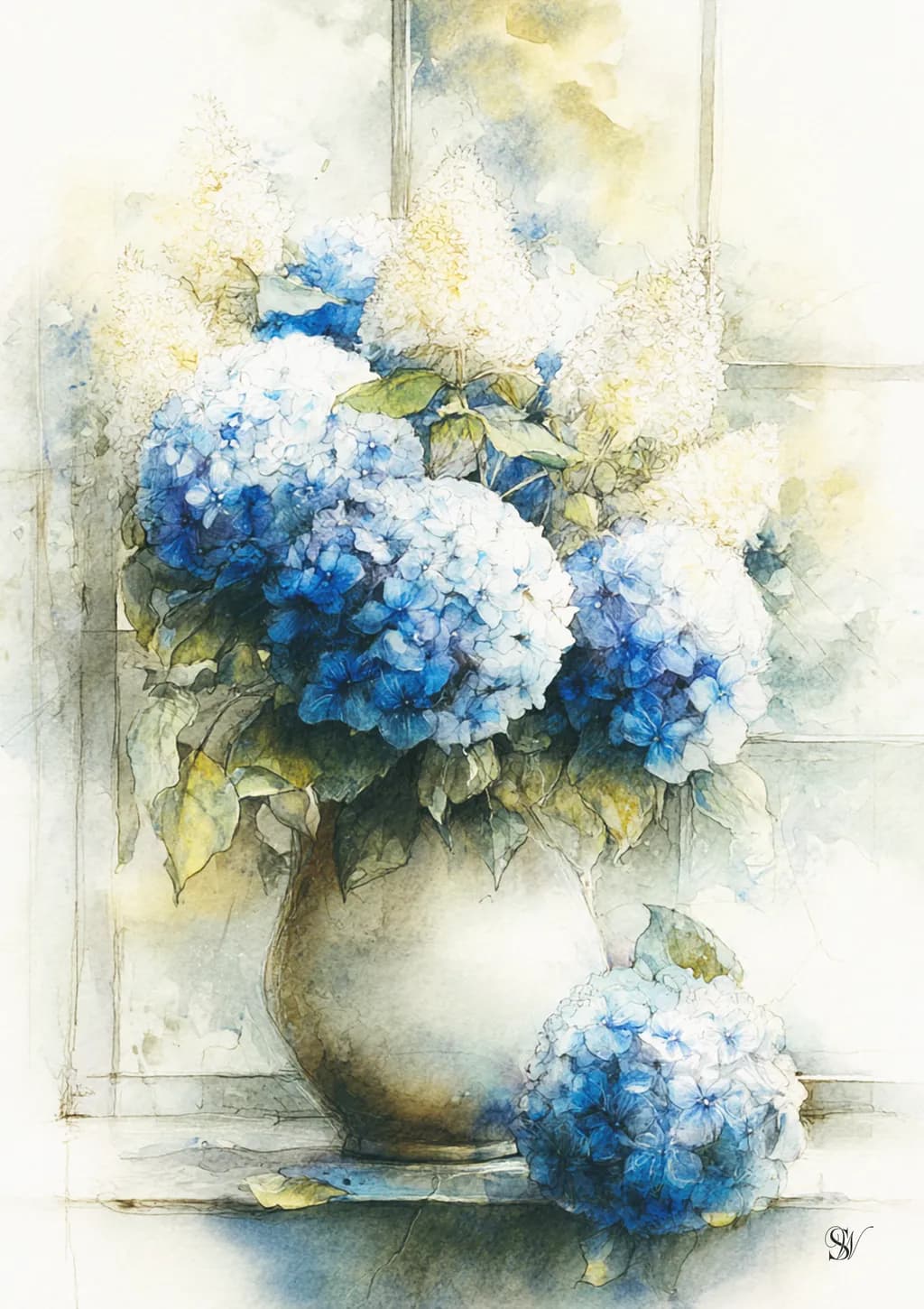 Blue Hydrangea Still Life