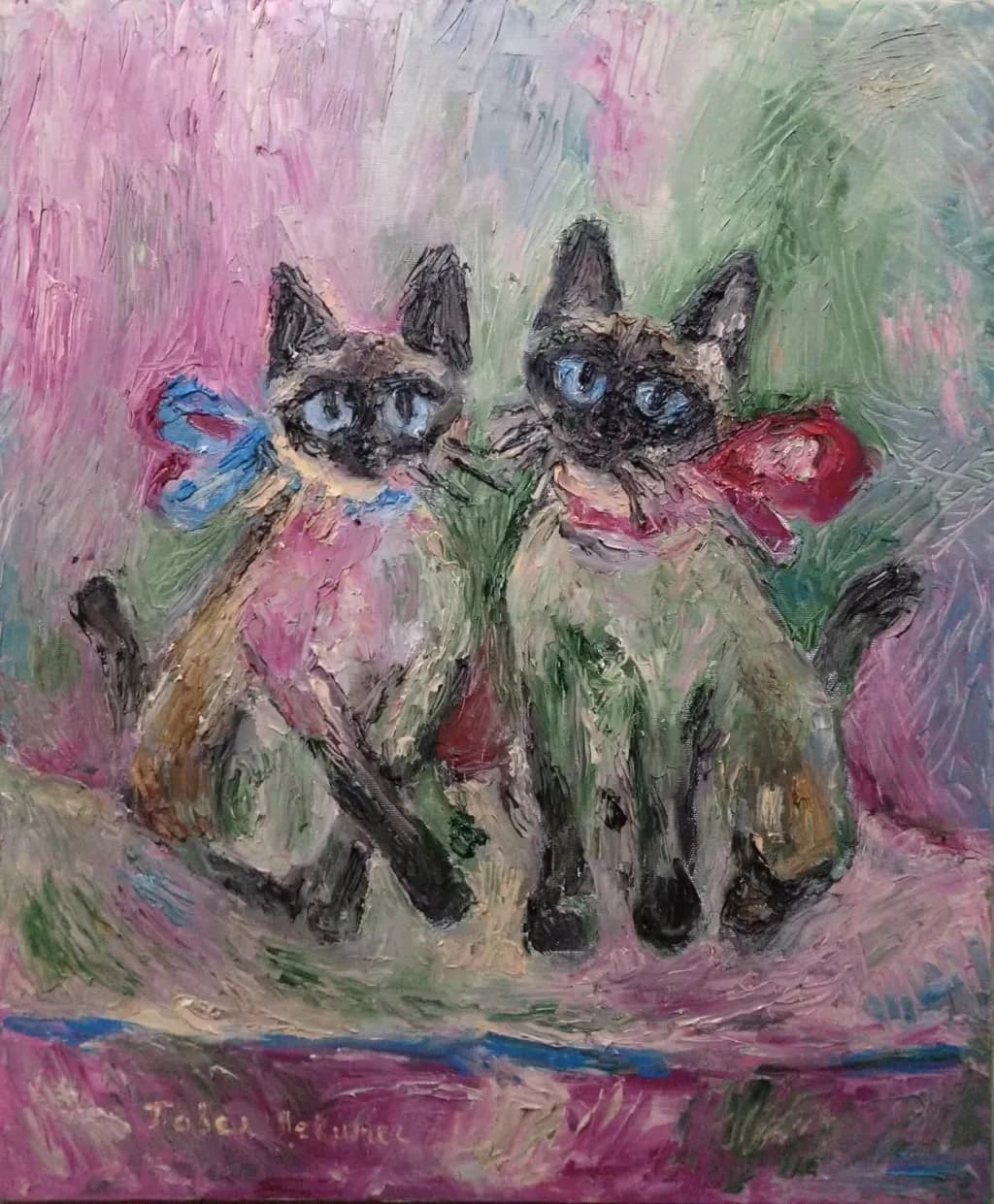 Ribboned Siamese Duo