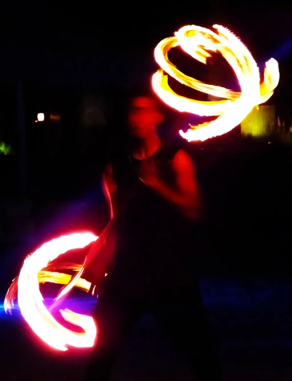 Ethereal Dance of Fire: A Nighttime Performance of Light and Motion