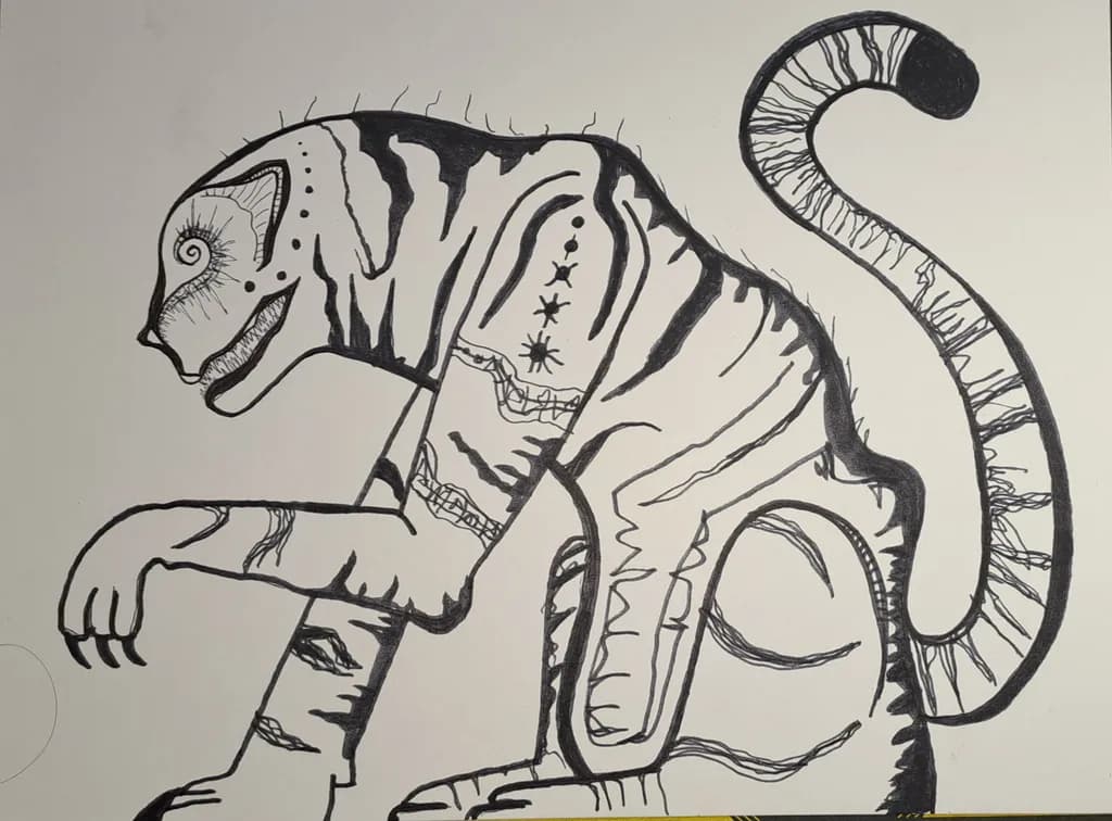 Abstract Creature Ink Drawing