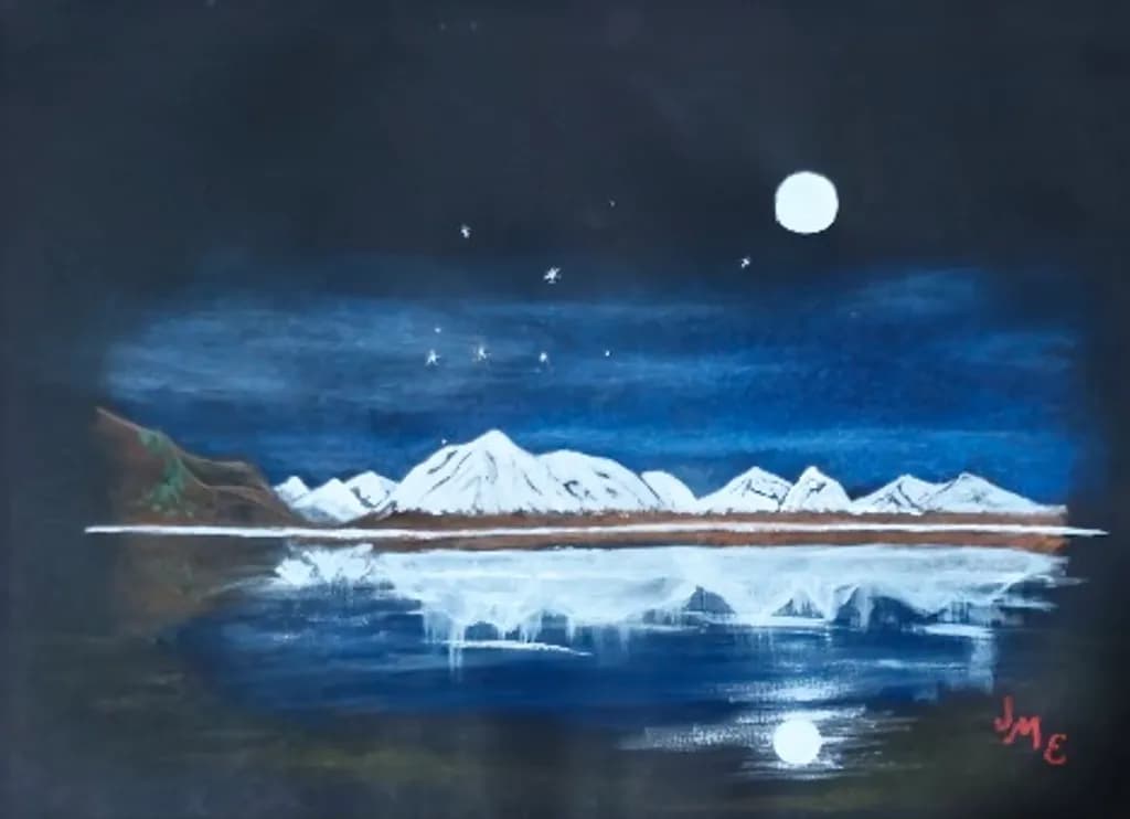Moonlit Mountain Reflection