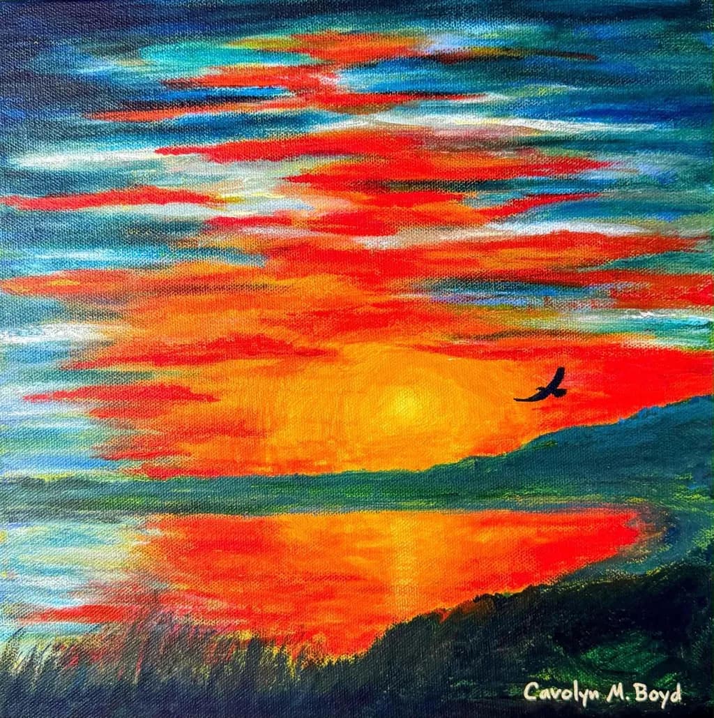 Sunset Flight over Water