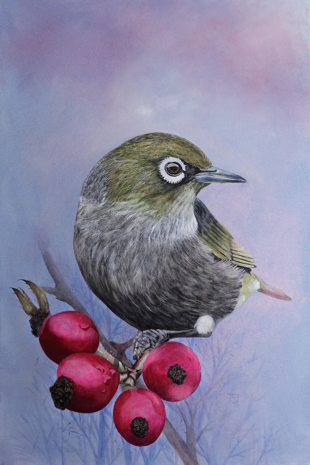 Bird on Red Berries