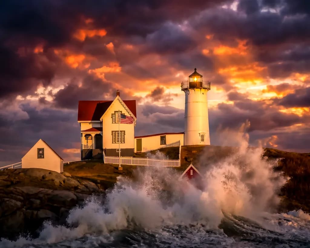 Lighthouse Heavy Sea