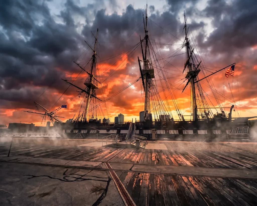Constitution Ship Sunset