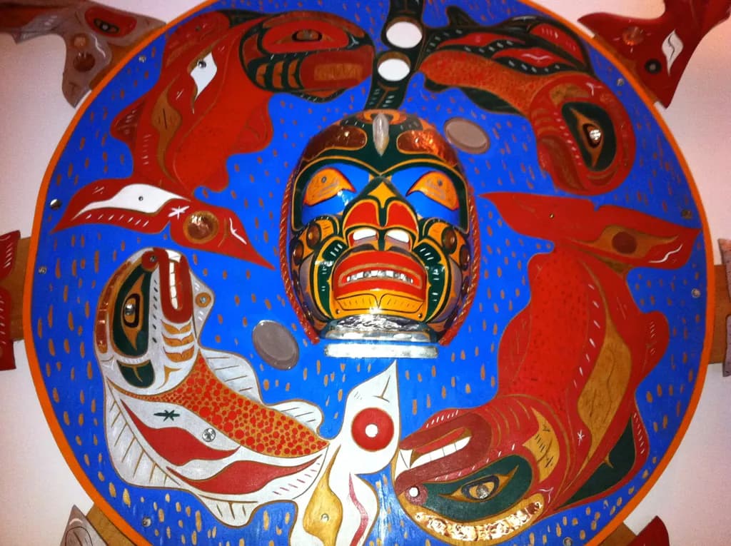 Cultural Mask and Fish Motif