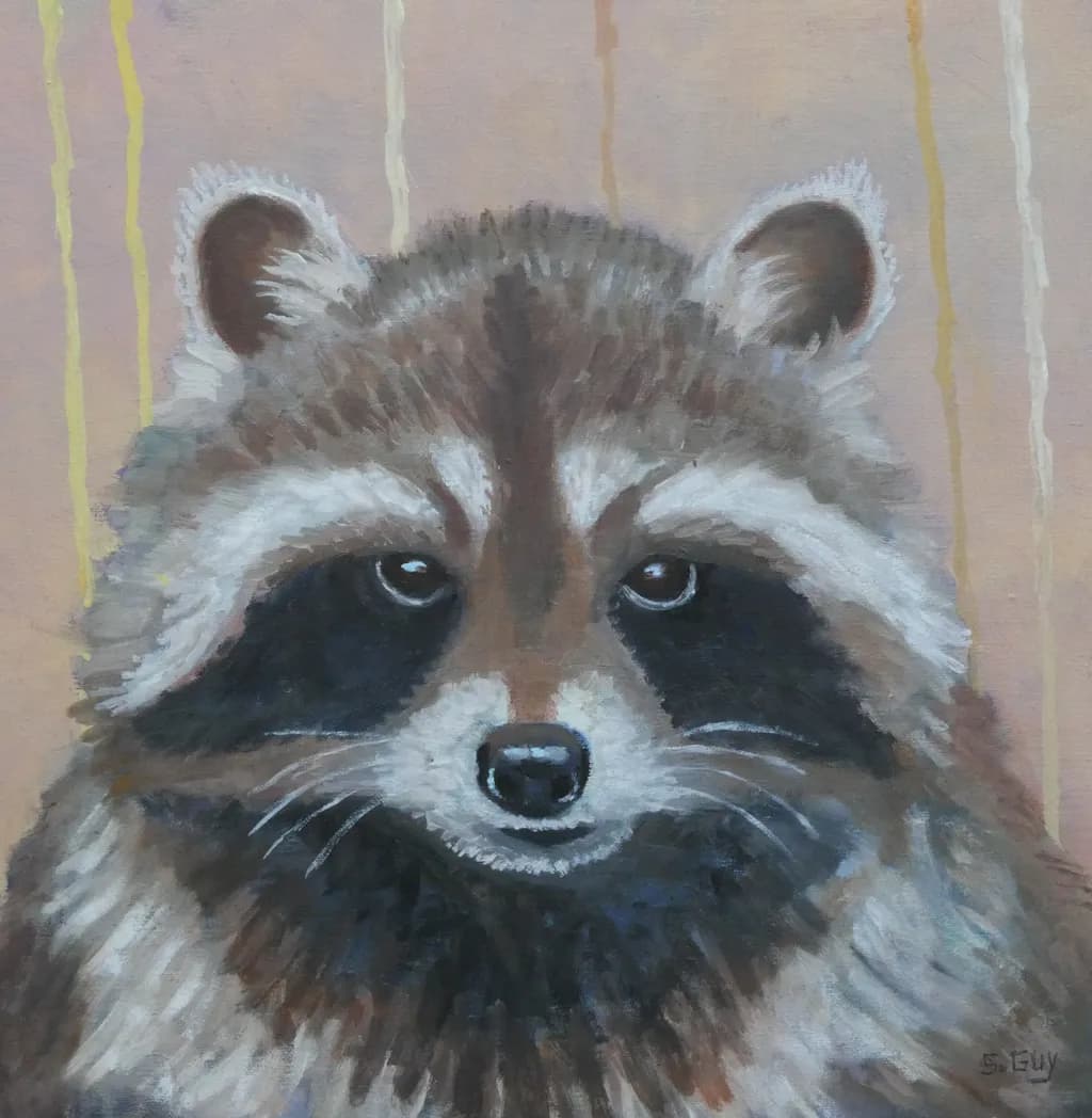 Whimsical Raccoon Portrait Art: Bernard