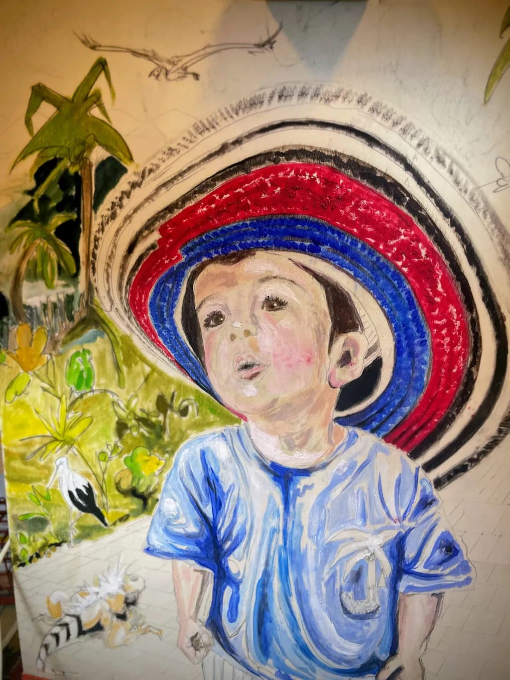 Curious Boy in Sombrero