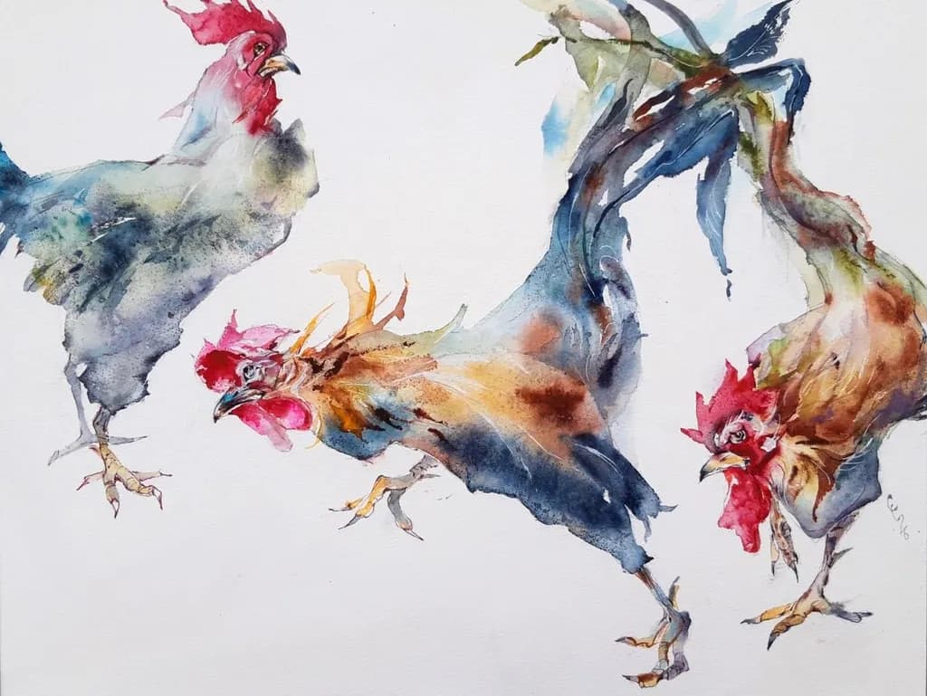 Three Roosters Dance