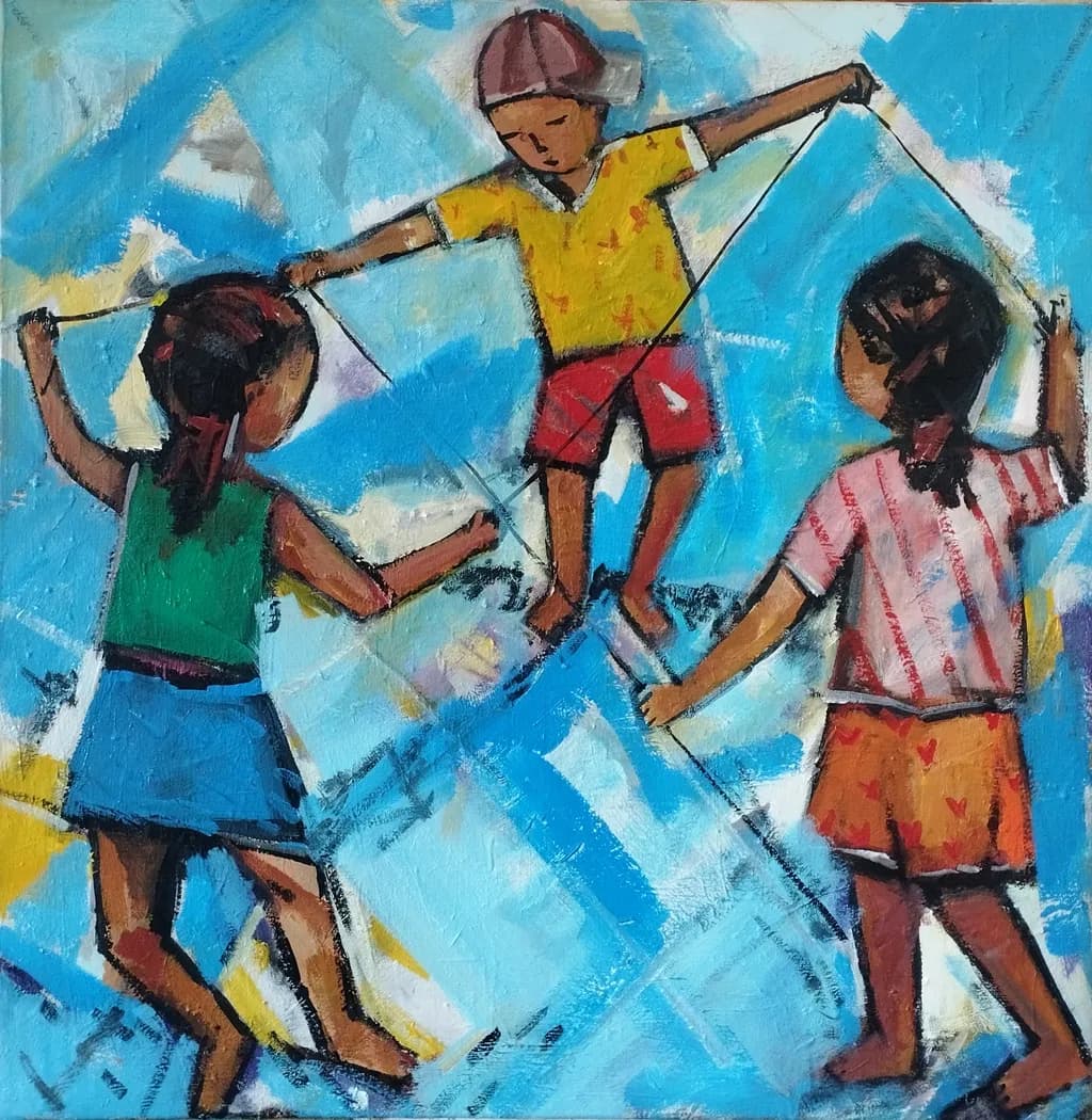 Crianças brincando com elástico