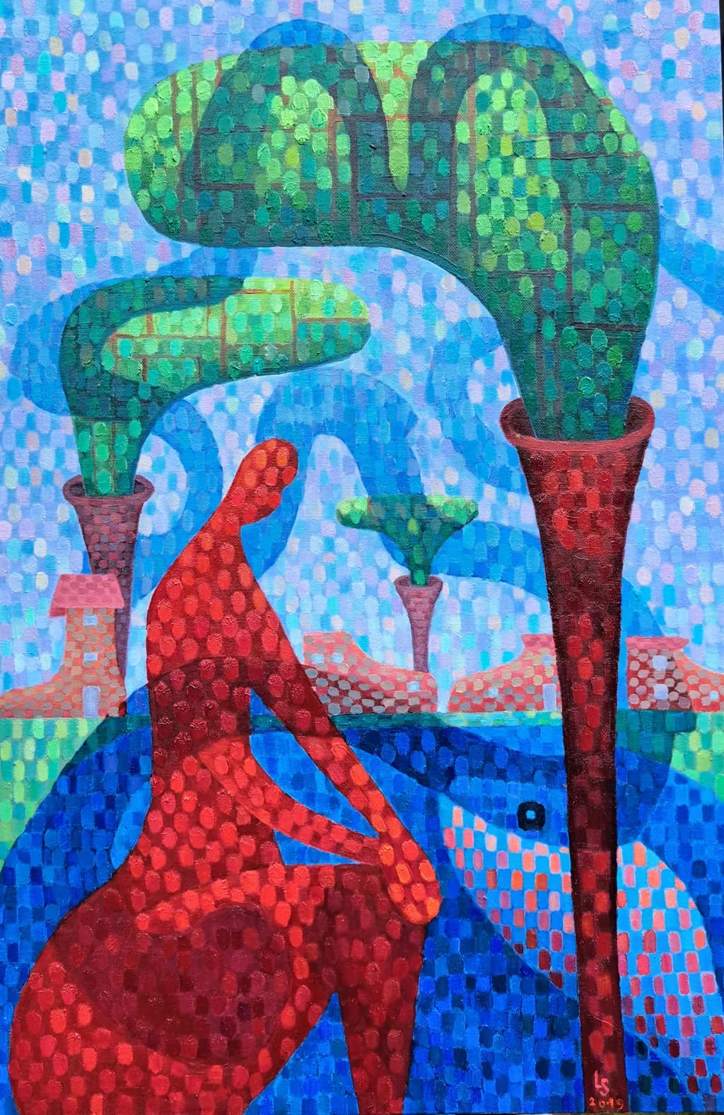 Abstract Figure and Trees
