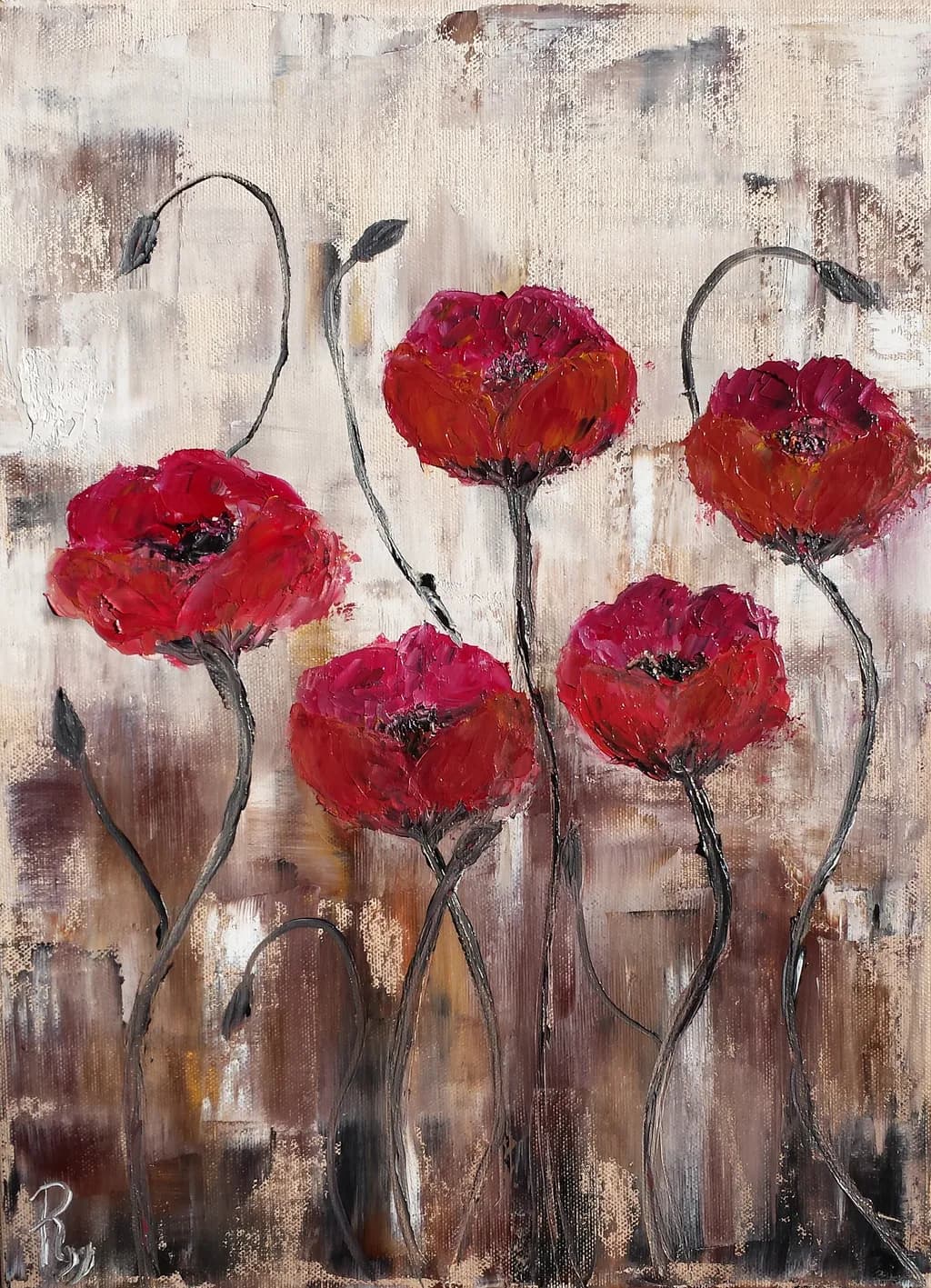 Abstract poppies