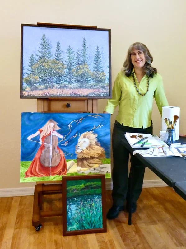 At my studio with some of my work