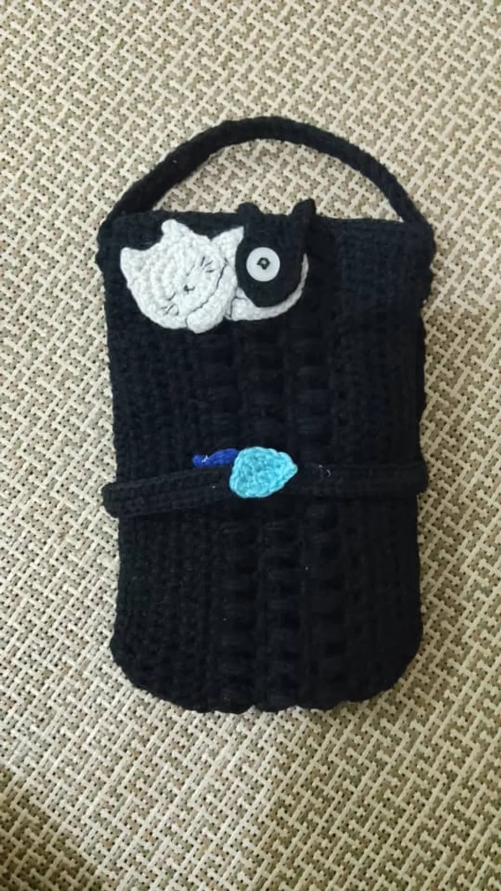 Black Cat Crochet Bag