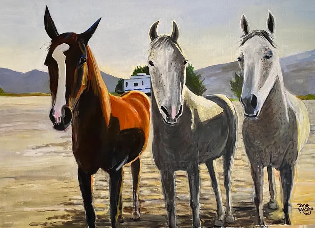 Three Horses at Dusk