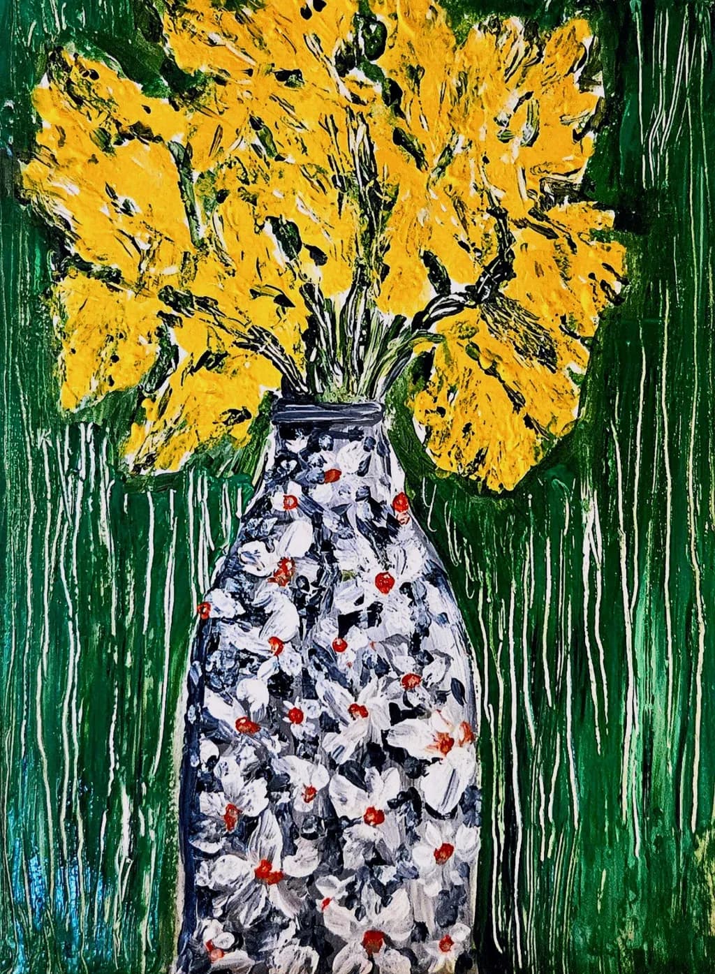 Golden Blooms in Vase