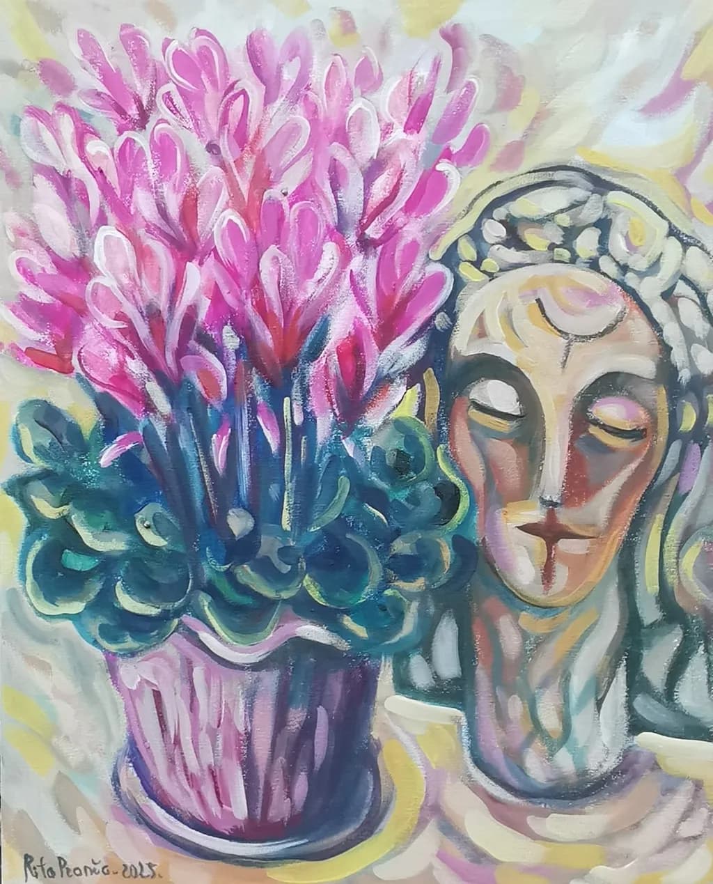 Cyclamen and Ceramic Head