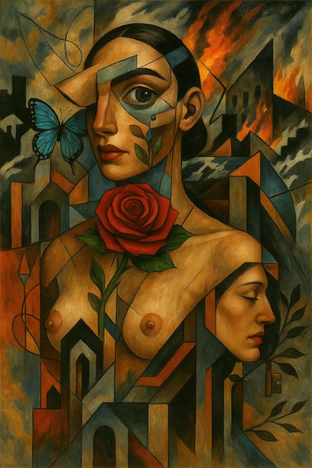 Rose and Butterfly amidst Fires