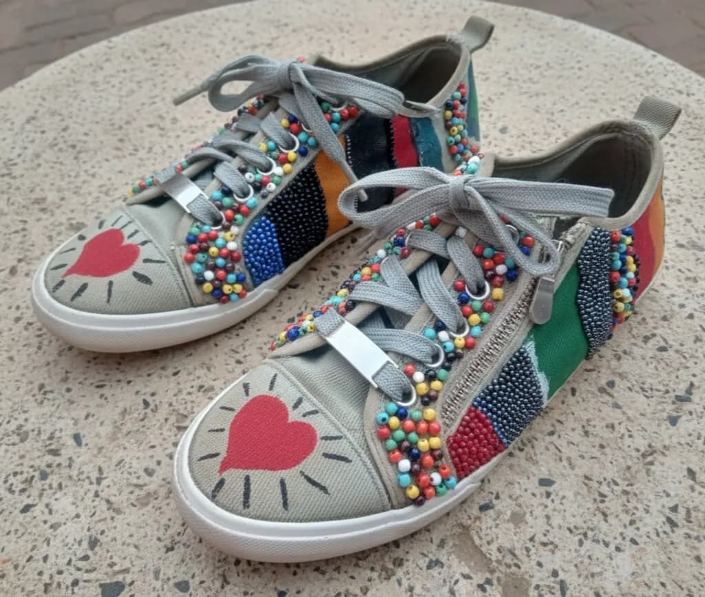 Beaded Heart Sneakers