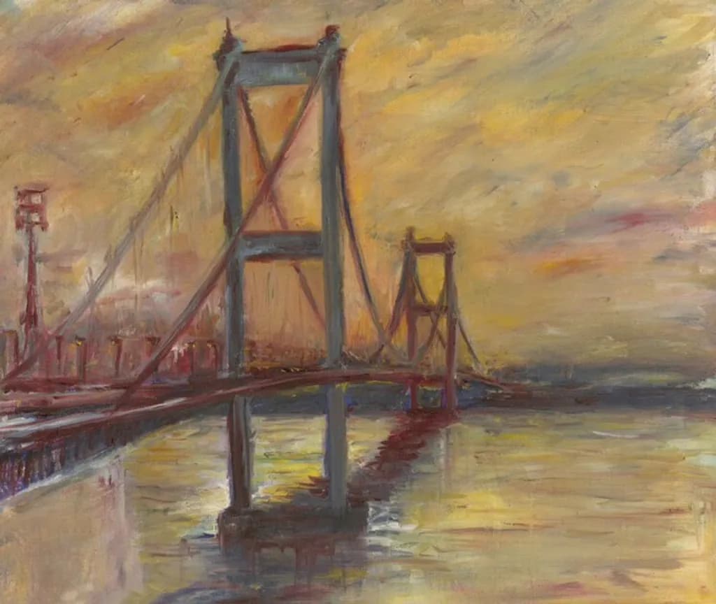 Suspension Bridge at Dusk