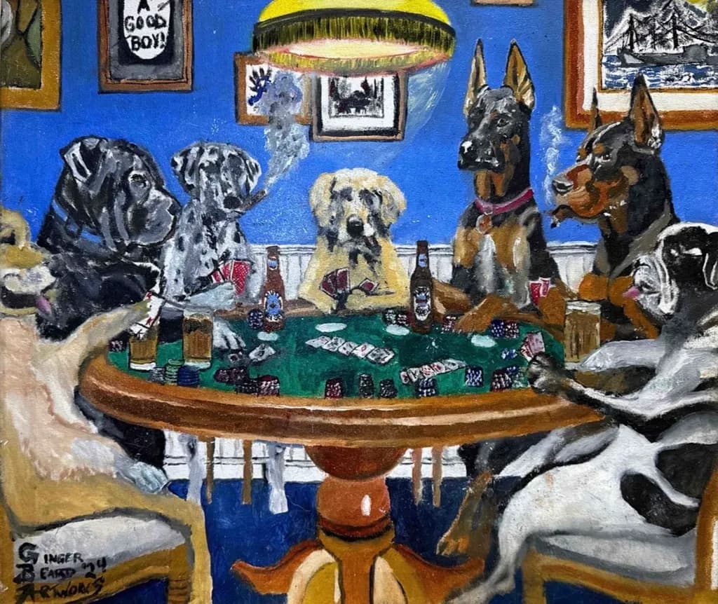 Dogs Playing Poker Table