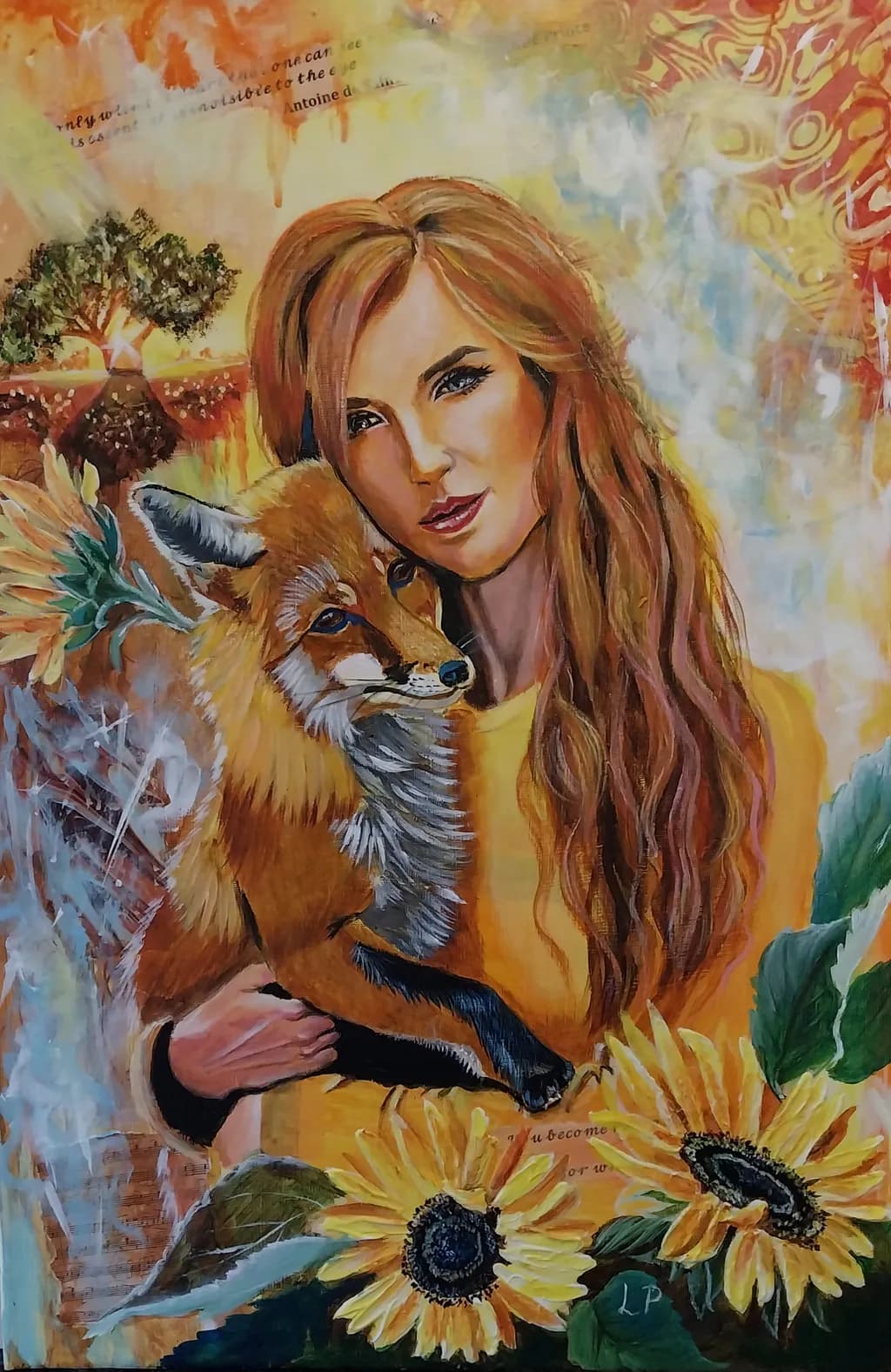 Fox and Sunflowers