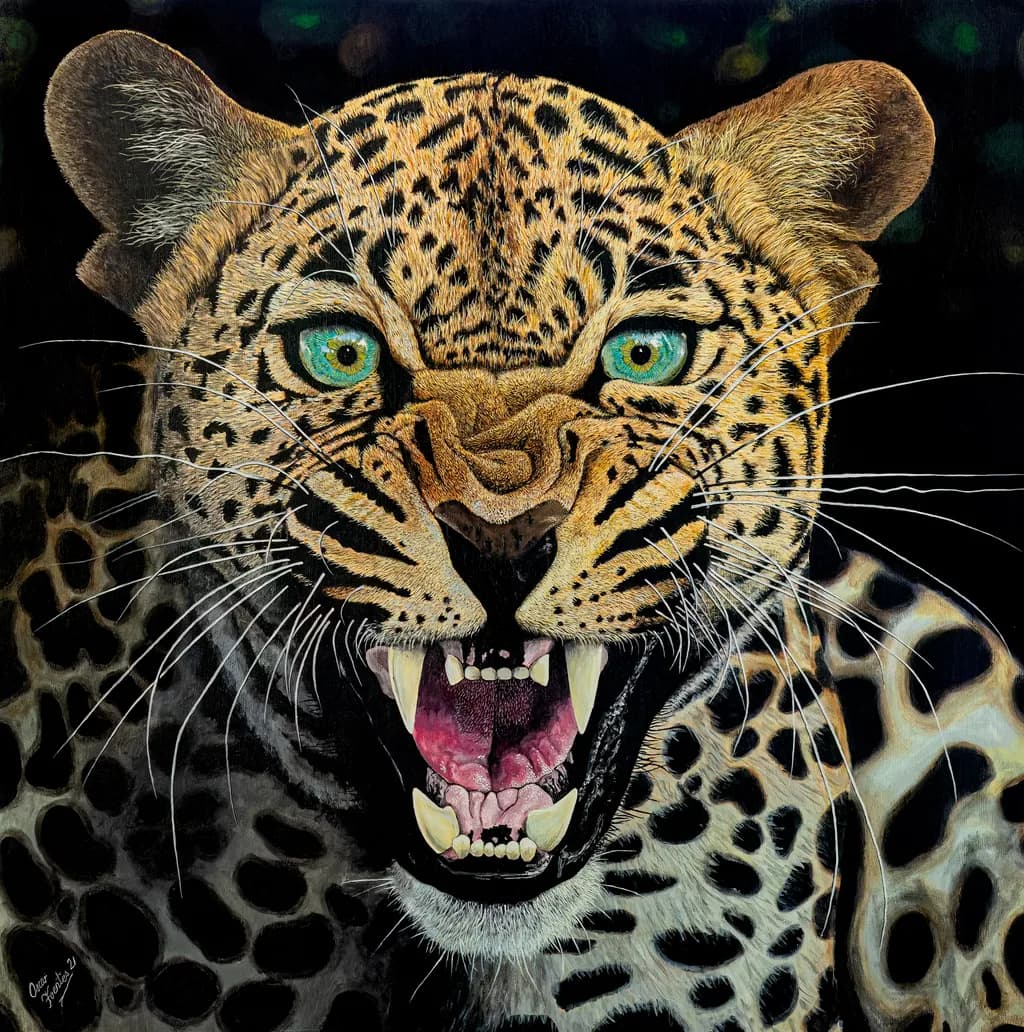 Roaring Leopard Portrait