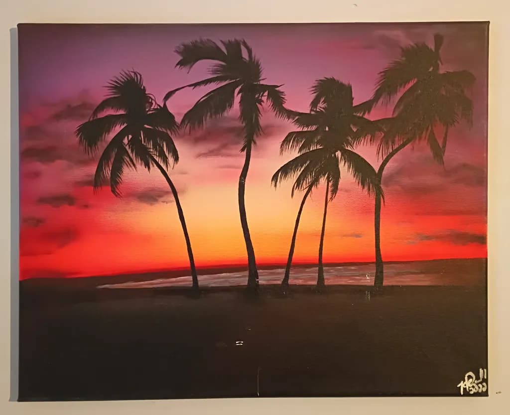 Crimson Dusk Palms