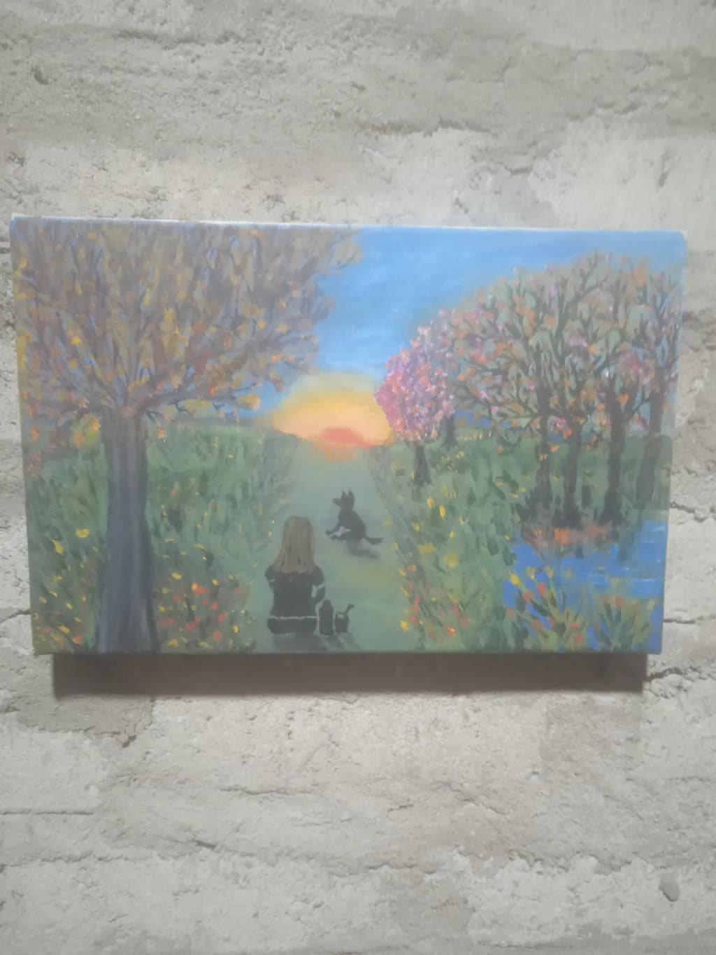 Sunset Path with Trees