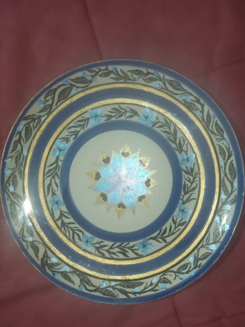 Decorated Plate with Blue Florals
