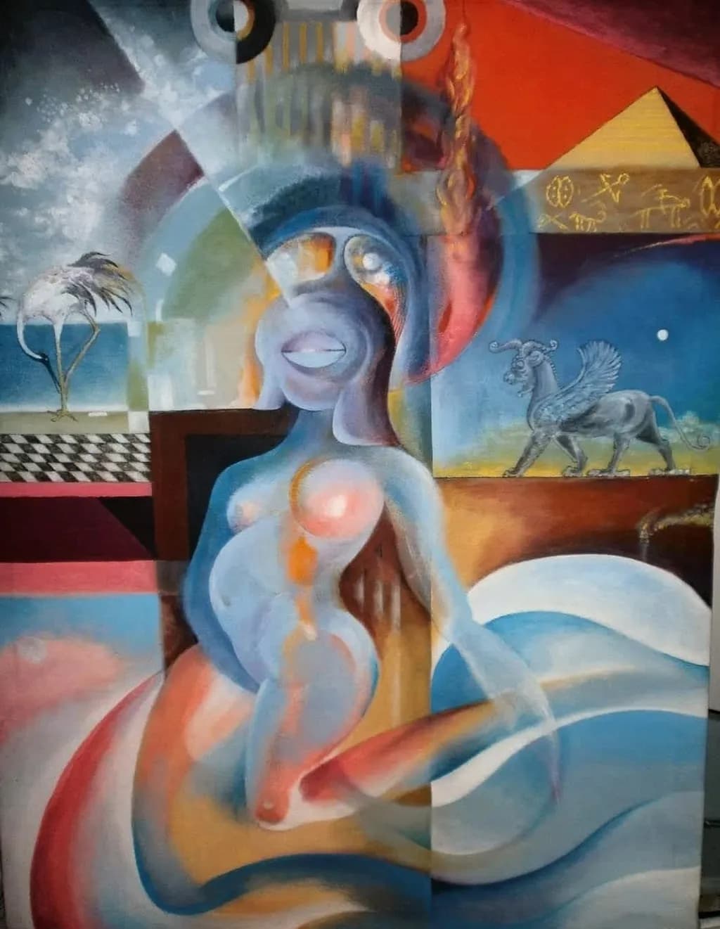 Surreal Figure and Griffin