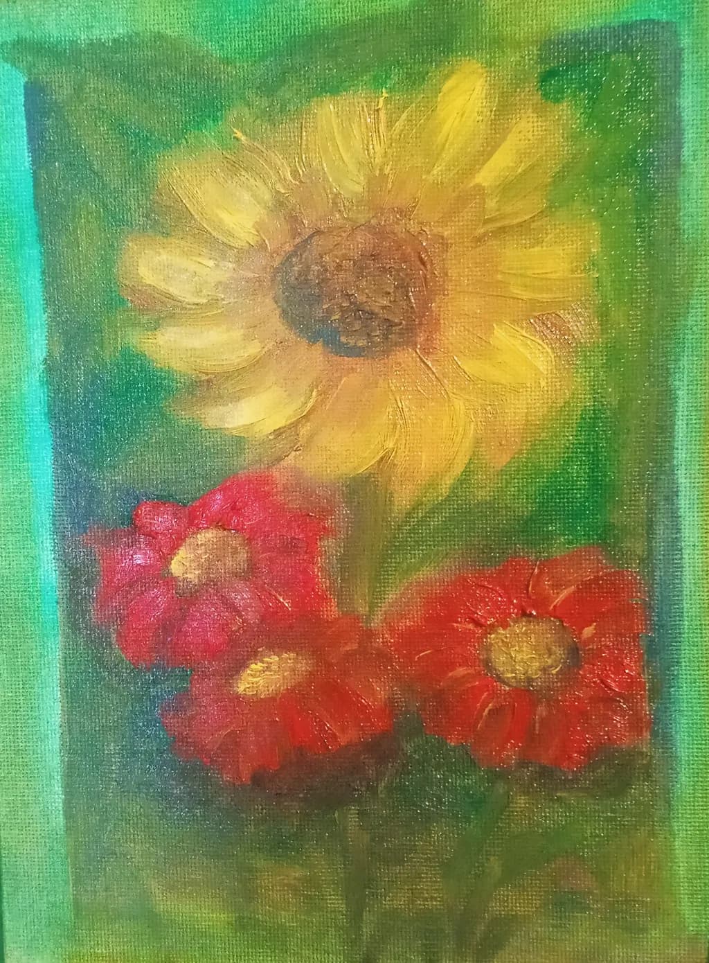 Sunflower and Scarlet Blooms