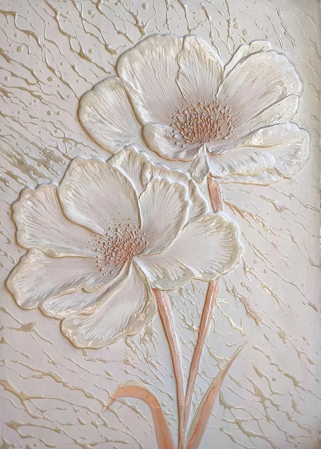 Cream Embossed Blooms