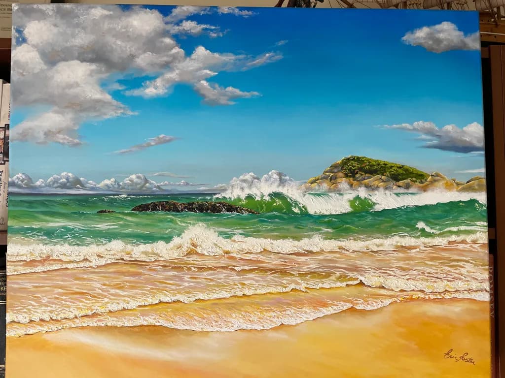 Ocean Waves and Island