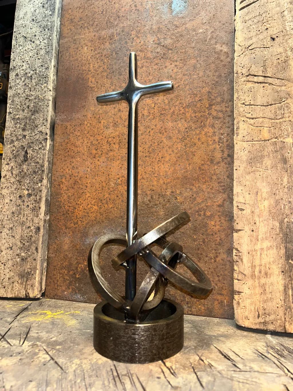Steel Cross with Rings