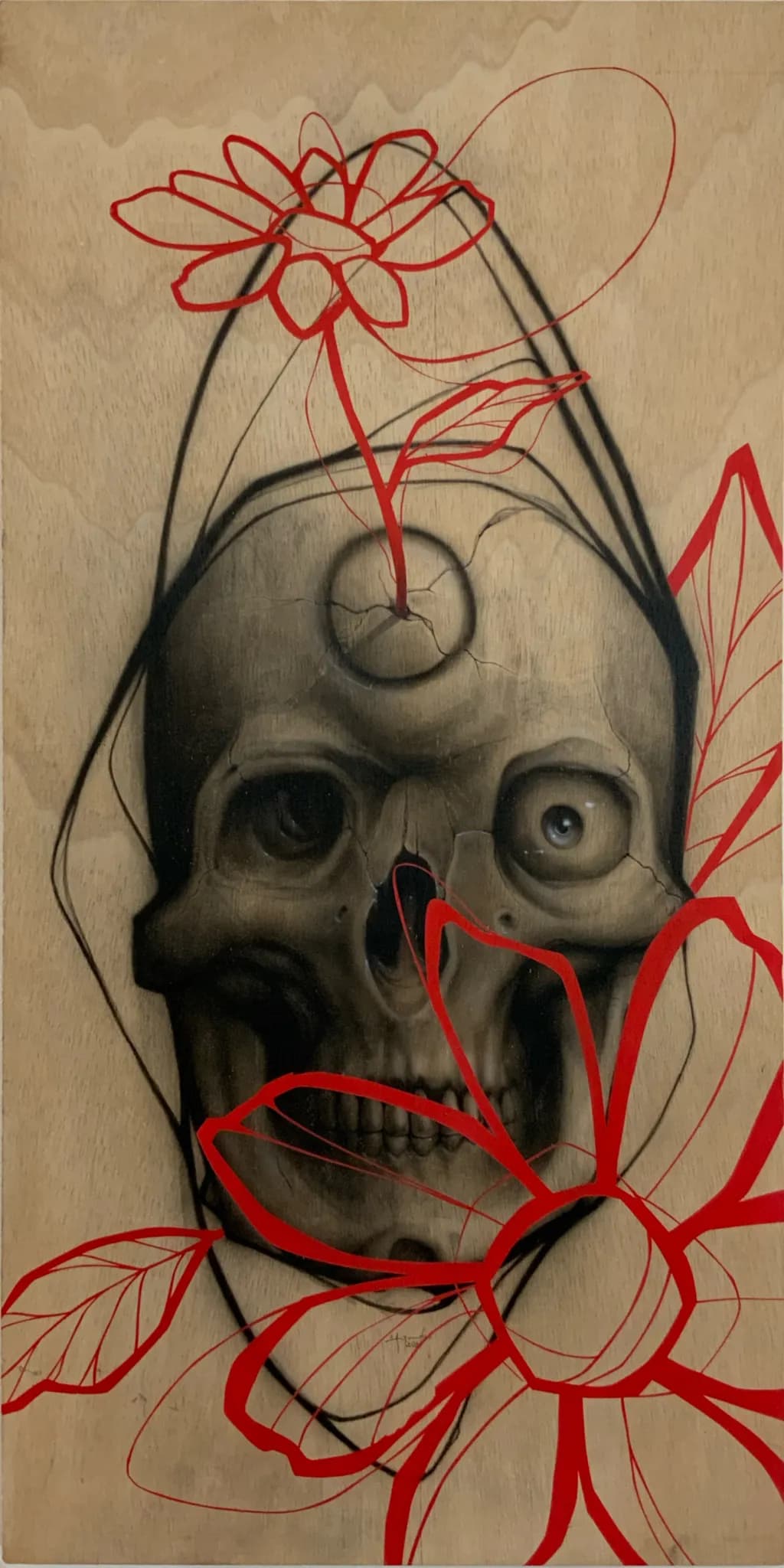 Skull and flowers