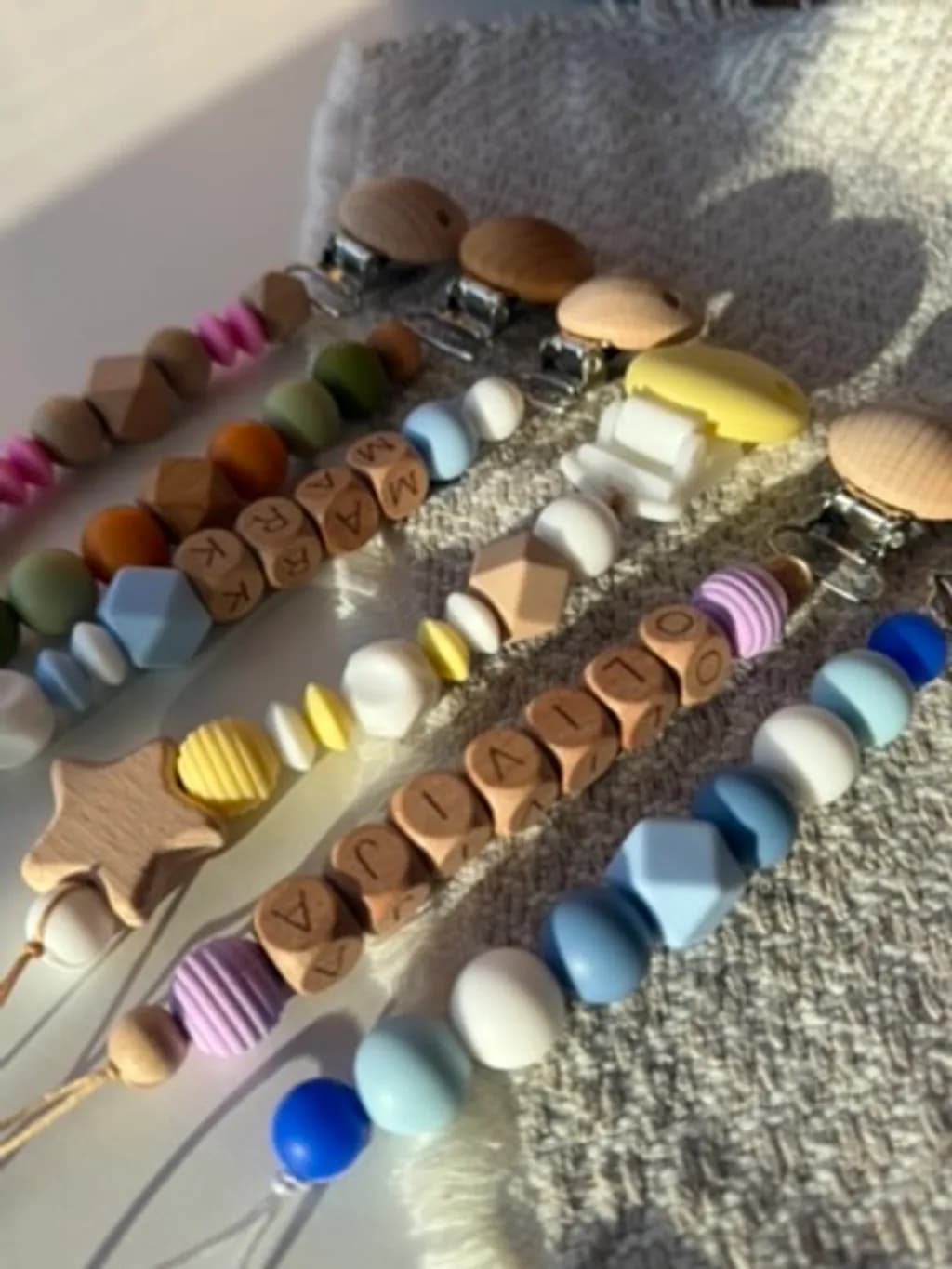 Wooden Bead Baby Clips