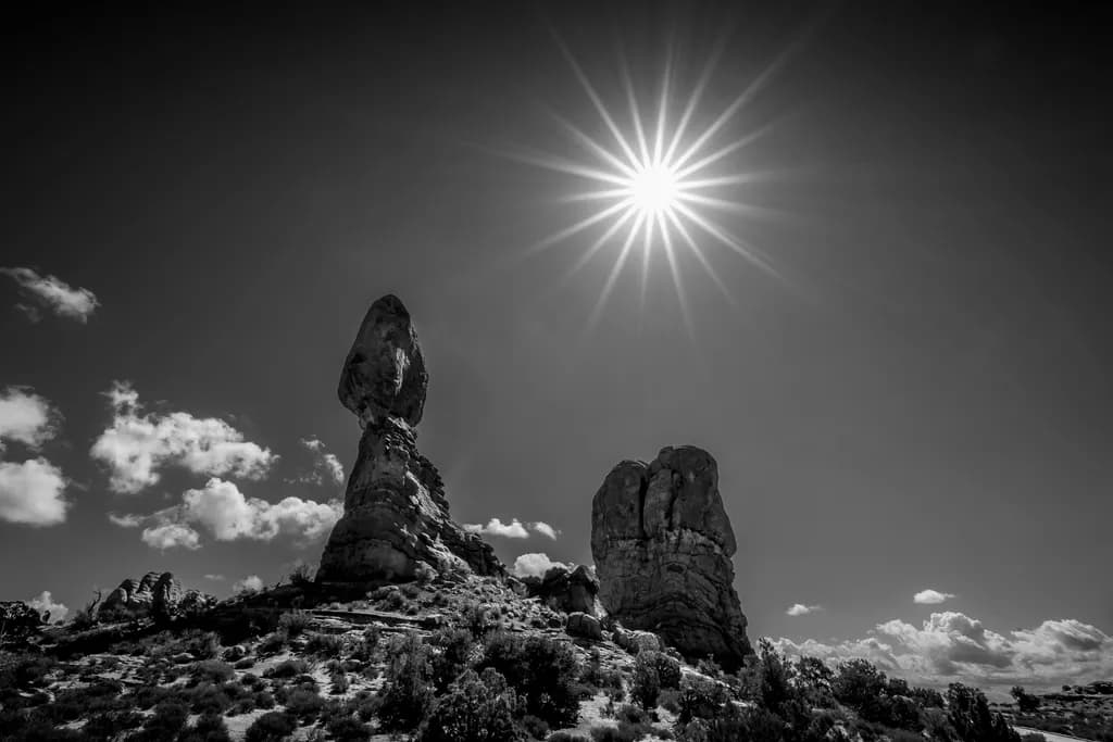 Balanced Rock, Arches National Park — Black & White Landscape Photography