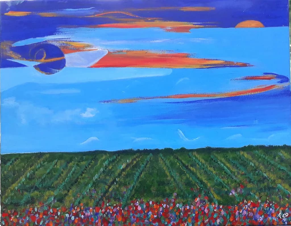Sunset Over Fields