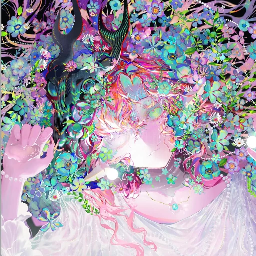 Floral Harlequin Portrait