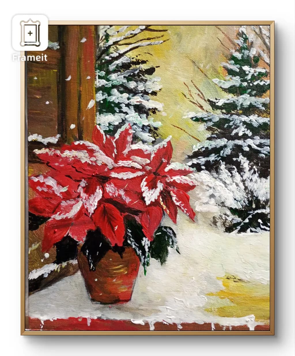 Snowy Poinsettia Window