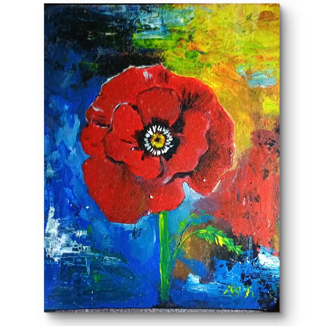 Red Poppy in Blue Light